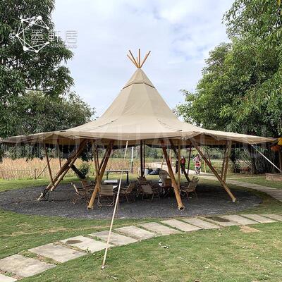 40人实木户外金字塔帐篷印第安tipi帐蓬大型咖啡厅露营晚会tent