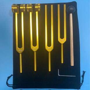 384HZ铝合金音叉套装 256Hz 金色4支音叉带底座 136.1Hz 直供128Hz