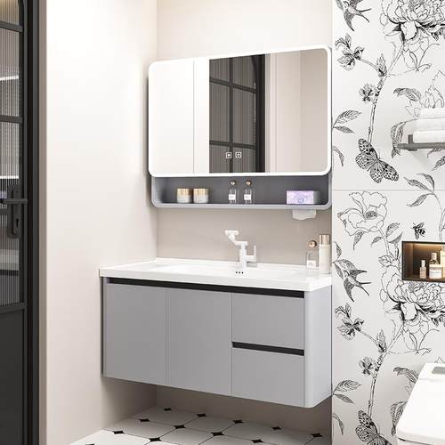 2025新款陶瓷一体盆洗手盆小户型迷你圆角盆浴室柜组合一体陶瓷盆