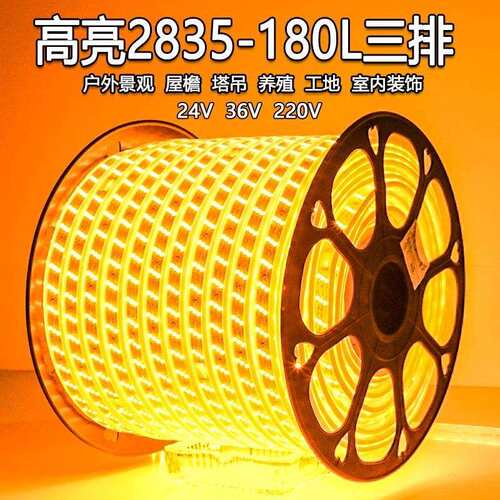 220Vled灯带白光户外防水工程127V养殖塔吊工地24V36V地下室