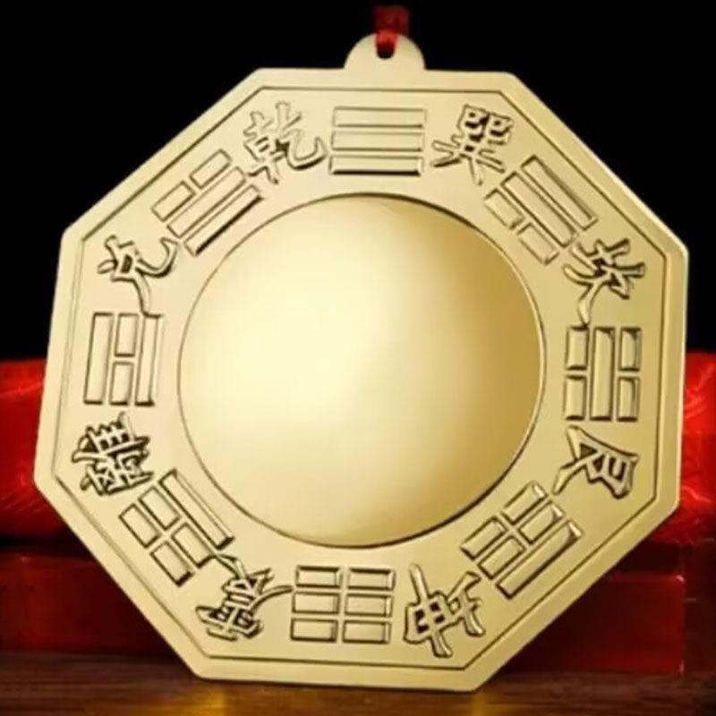纯铜八卦镜家用挂件九宫太极镜大门口风水黄铜凸镜