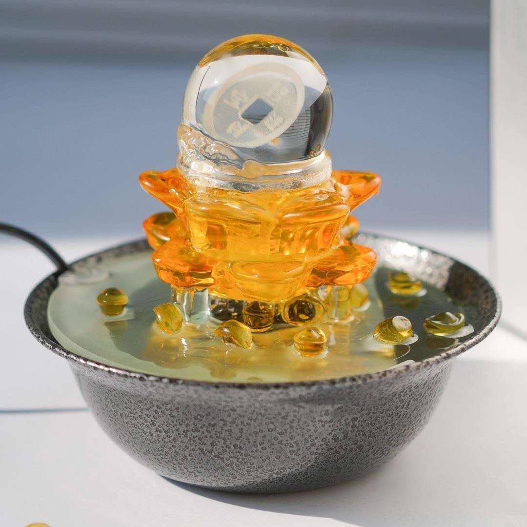 财源滚滚送礼流水摆件招财进宝元宝创意摆件聚宝盆流水摆件新中式