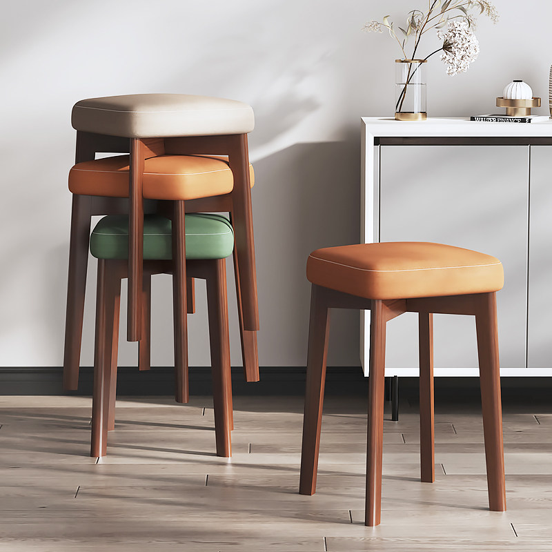 实木凳子可叠放家用舒适结实耐用餐桌加厚软包客厅餐凳复古梳妆凳,商业/办公家具,休闲椅/午休椅/骑马椅,淘宝优惠券,粉丝福利购,淘宝优惠卷