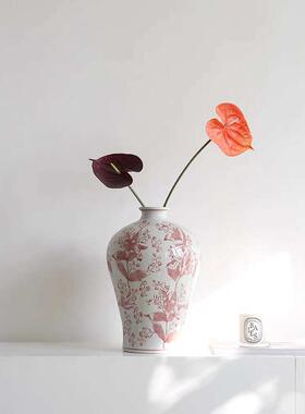 艺术新装饰中式宿摆件样板房民花鸟青花瓷陶瓷花瓶式简约现代美法