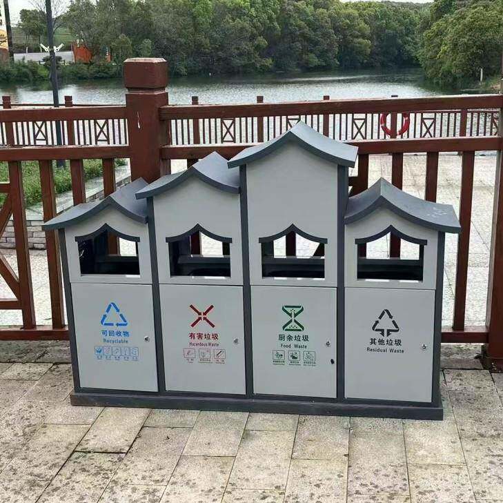 户外仿古垃圾桶景区公园铁艺垃圾箱街道家用果皮箱小区广场果壳箱