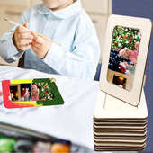 12pcs照片展示框未完成 木制相框木DIY相框艺术项目框架相框摆件