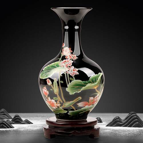 景德镇陶瓷器博古架花瓶摆件客厅办公室插花新中式玄关家居装饰品