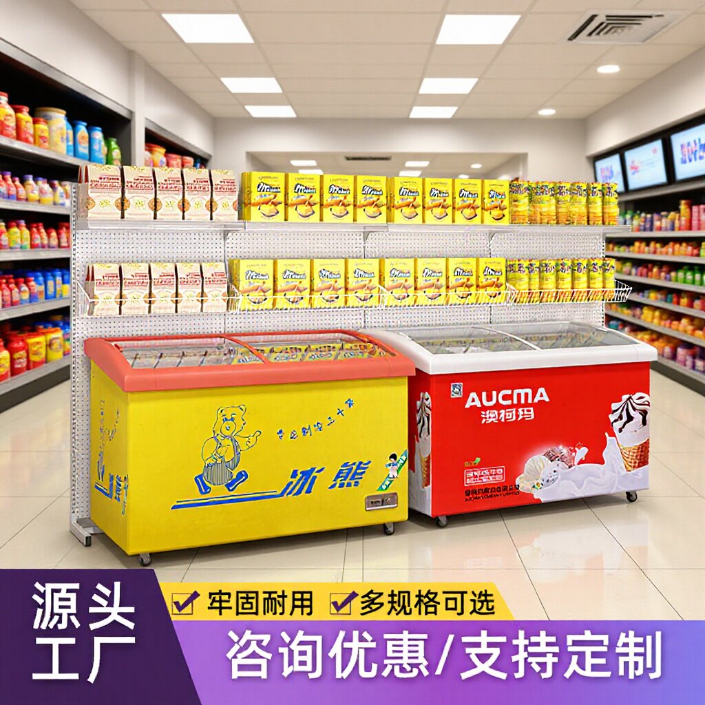 便利店冷饮料置物架多层架子超市冰柜货架雪糕柜展示架储物架