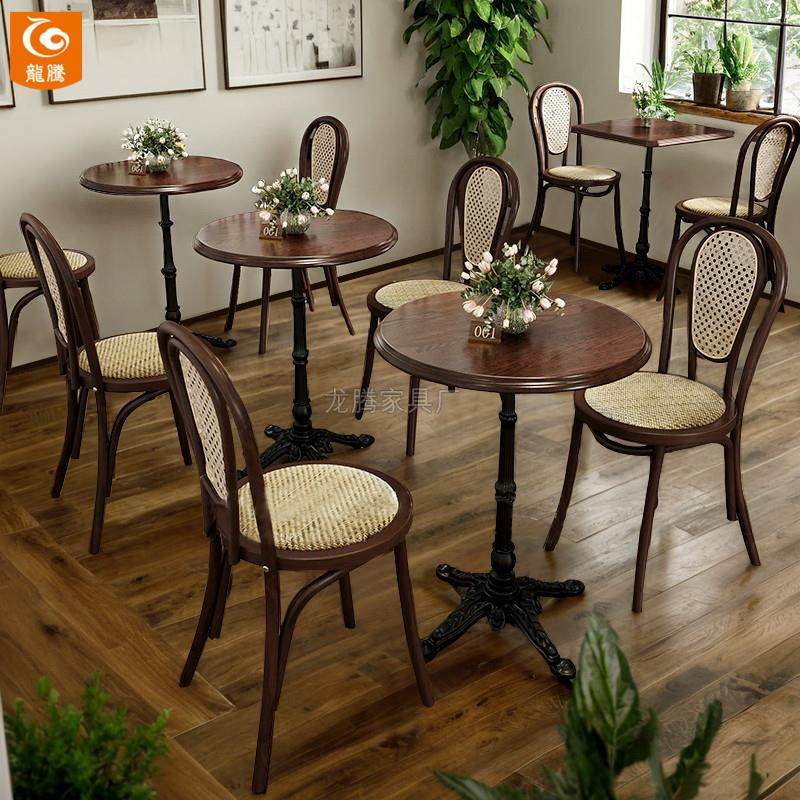 需定制覆古咖啡厅桌椅组合餐饮商用餐桌甜品店美式餐厅卡座沙发酒