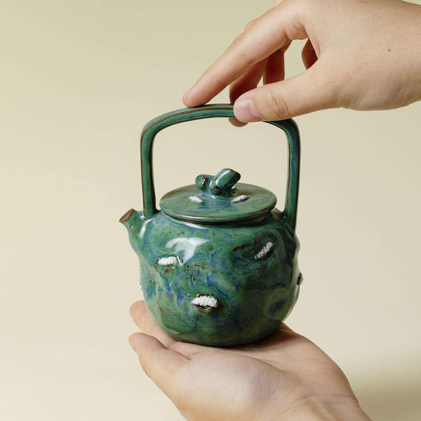 梵汝手工瓦青南蛮长草煮茶器提梁壶创意户外围炉煮茶炭火烧煮茶壶