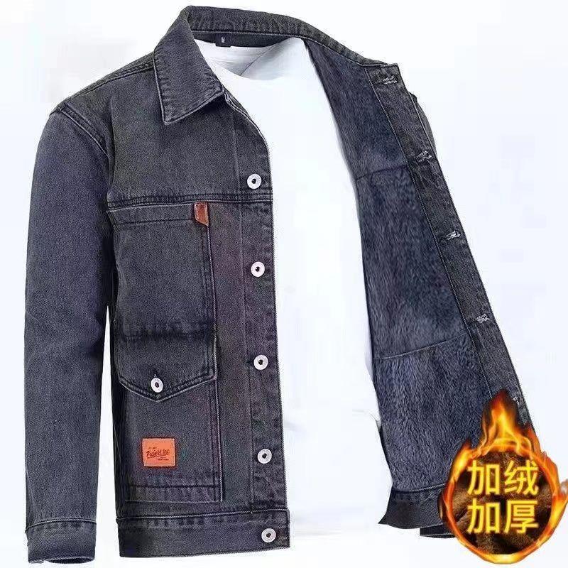 2025冬季加绒加厚牛仔外套男工装夹克干活耐磨脏劳保工作服上衣男