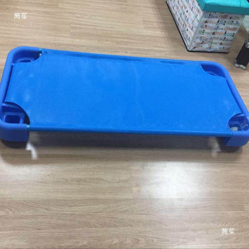 幼儿园蓝布床午休床塑料网床早教儿童午睡床可叠加帆布床叠叠床