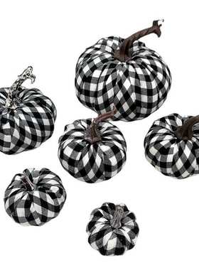 仿真南瓜黑白格子布南瓜电商热卖圣诞礼品橙色格子布模型