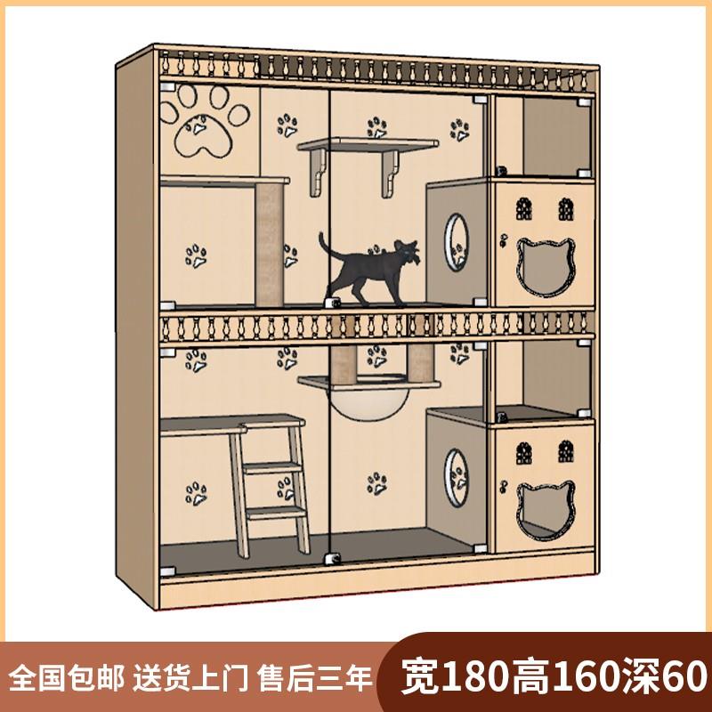 正品猫别墅猫宠物柜实猫笼子木猫窝猫繁育柜柜猫咪寄样展示猫舍定