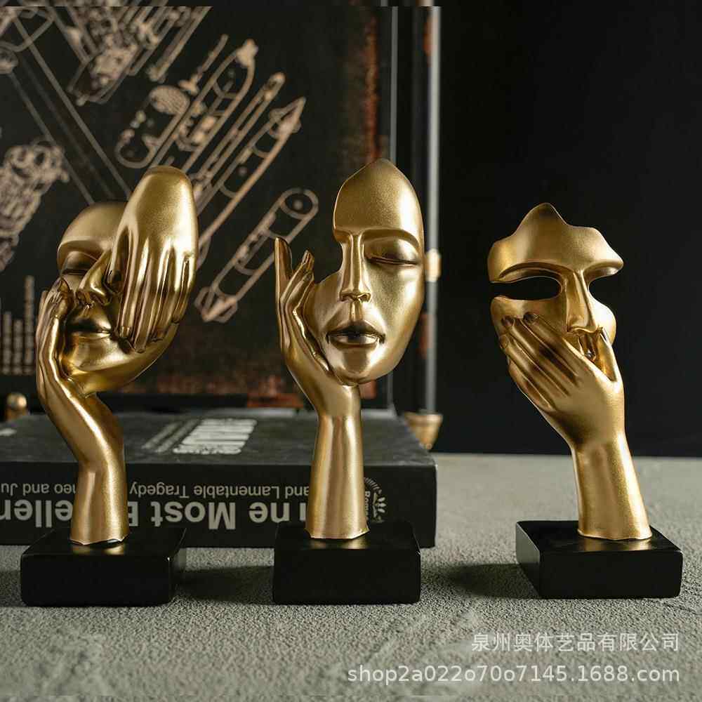 北欧艺术女士脸谱摆件玄关酒柜电视柜装饰品办公室轻奢高档工艺品