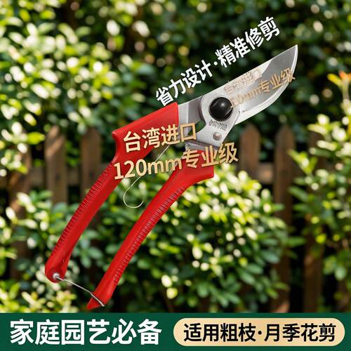 台湾120修枝剪园林果树粗枝剪刀家庭院苗圃进口园艺省力月季花剪