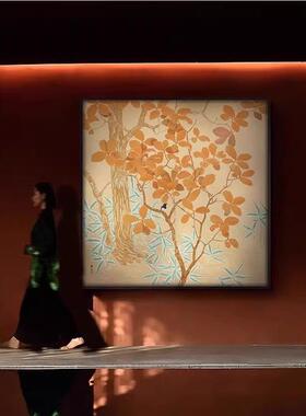 新中式正对门入户玄关装饰画宋代美学花鸟书房茶室民宿艺术感挂画