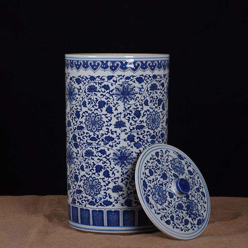 景德镇陶瓷米缸2024仿古青花50斤装带盖防潮防虫酒缸家居厨房装饰