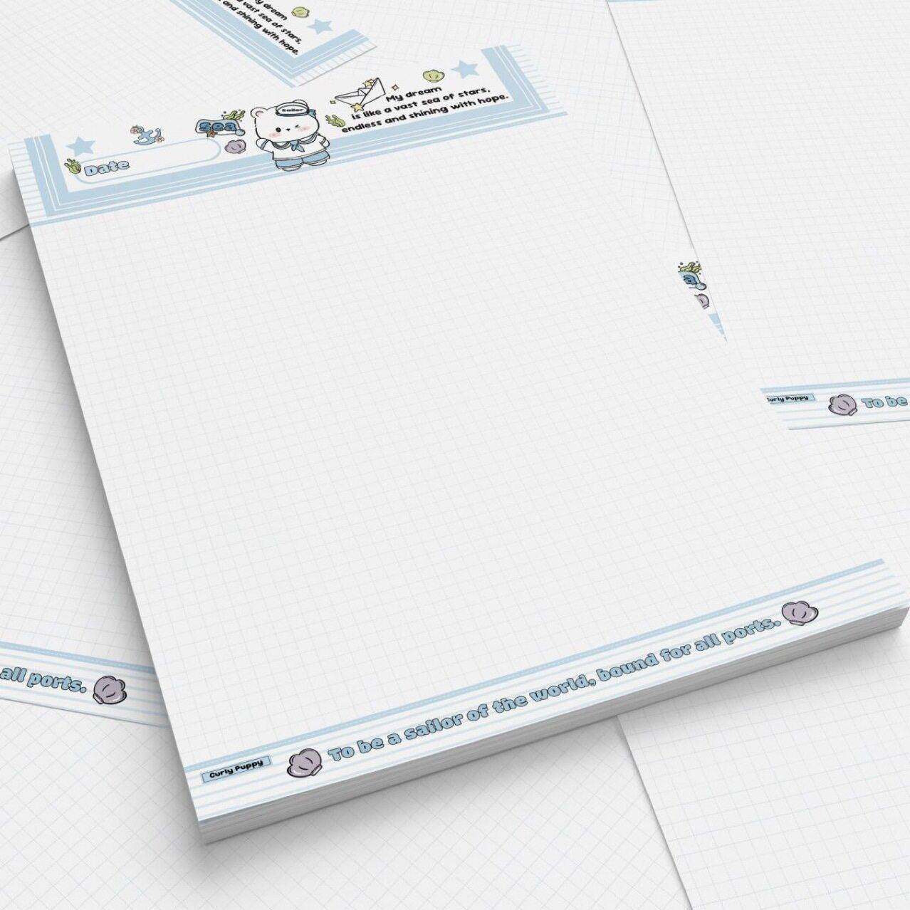 水手小熊主题拍纸本颜值可爱本子学生摘抄本可撕信纸笔记本