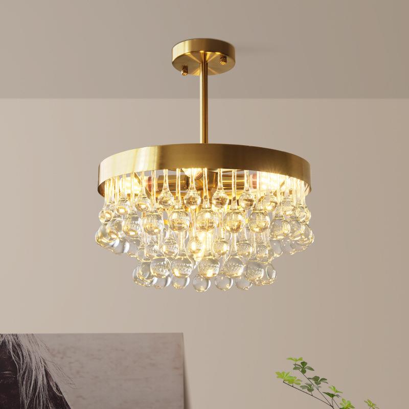 现代式奢水晶玻璃A2552吊灯圆形温卧室简法约创意轻餐馨厅大气客