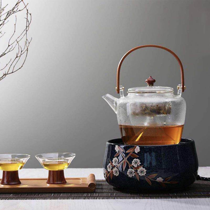 天久璃匠1000ml耐热玻璃茶具煮水壶茶壶蒸提梁壶电陶炉可用高硼硅