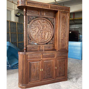 实木玄关入户鞋 新中式 柜金花梨木客厅屏风进门隔断间厅柜双面酒柜