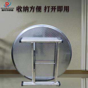304不锈钢带折叠圆桌转盘面板大折叠圆桌双户外烧烤层摊宴席排档