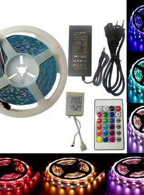 跨境直供LED灯带5050RGB套装气氛灯条5米24键控制器户外滴胶防水