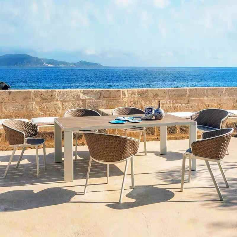 桌北欧庭院户外椅闲阳台椅设班纳桌椅计师藤编餐桌椅休防水别墅户