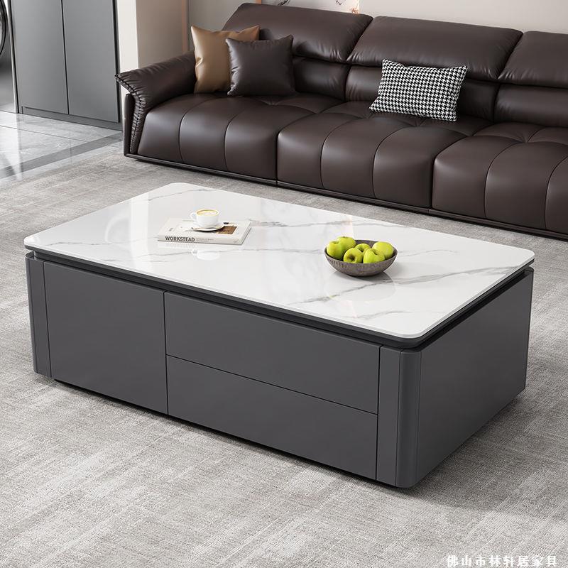 岩板电视柜组合小户型简约时尚客厅家用多功能奶油风网红款泡茶台