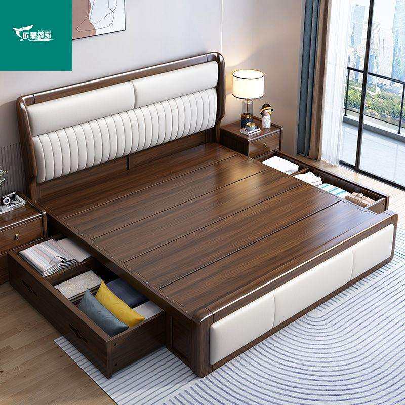 2025款全实木双人大床金丝檀木1.5米中式储物新款1.8m高档实木床