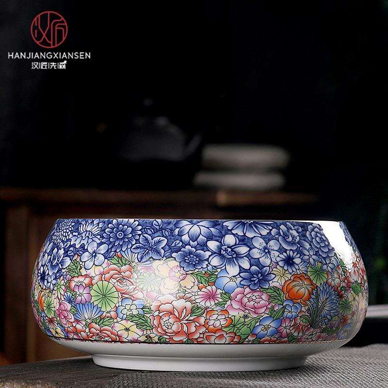 德化七寸茶洗陶瓷茶具配件水培花盆杯洗两用厂家直销茶席茶盘