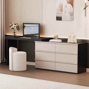 2025新款梳妆台镜子隐翻盖式高级感斗柜收纳一体小户型转角化妆桌