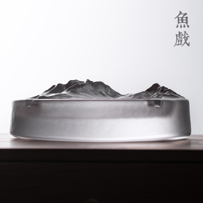 Y禊3日式水晶玻璃时尚个性烟灰缸酒吧会所创意灰皿客厅家用潮流烟