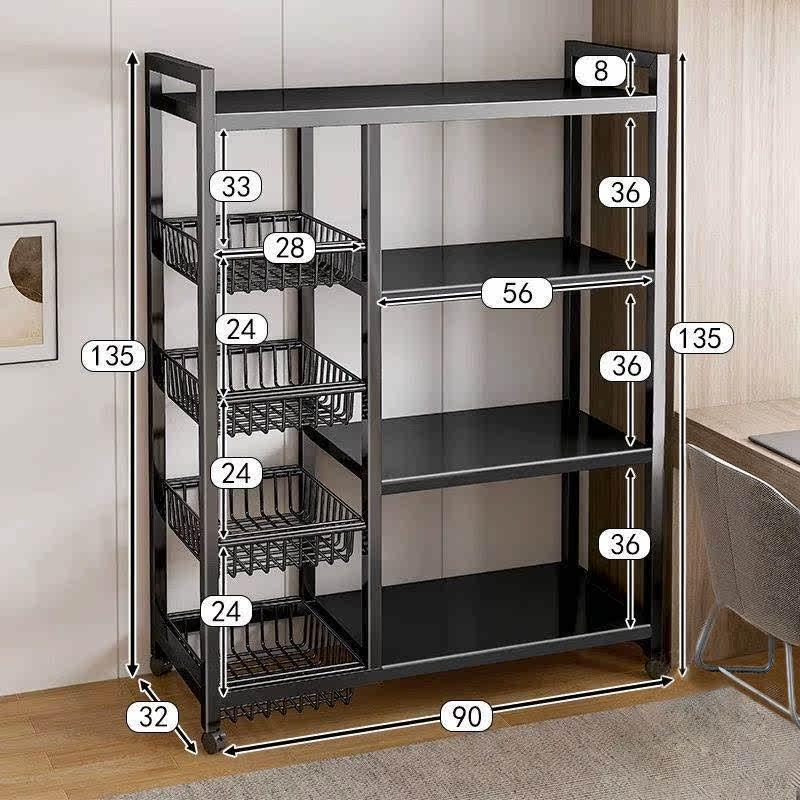 储置家用落地餐物收纳柜架多层架厨房多功能物菜篮子边橱柜果蔬架