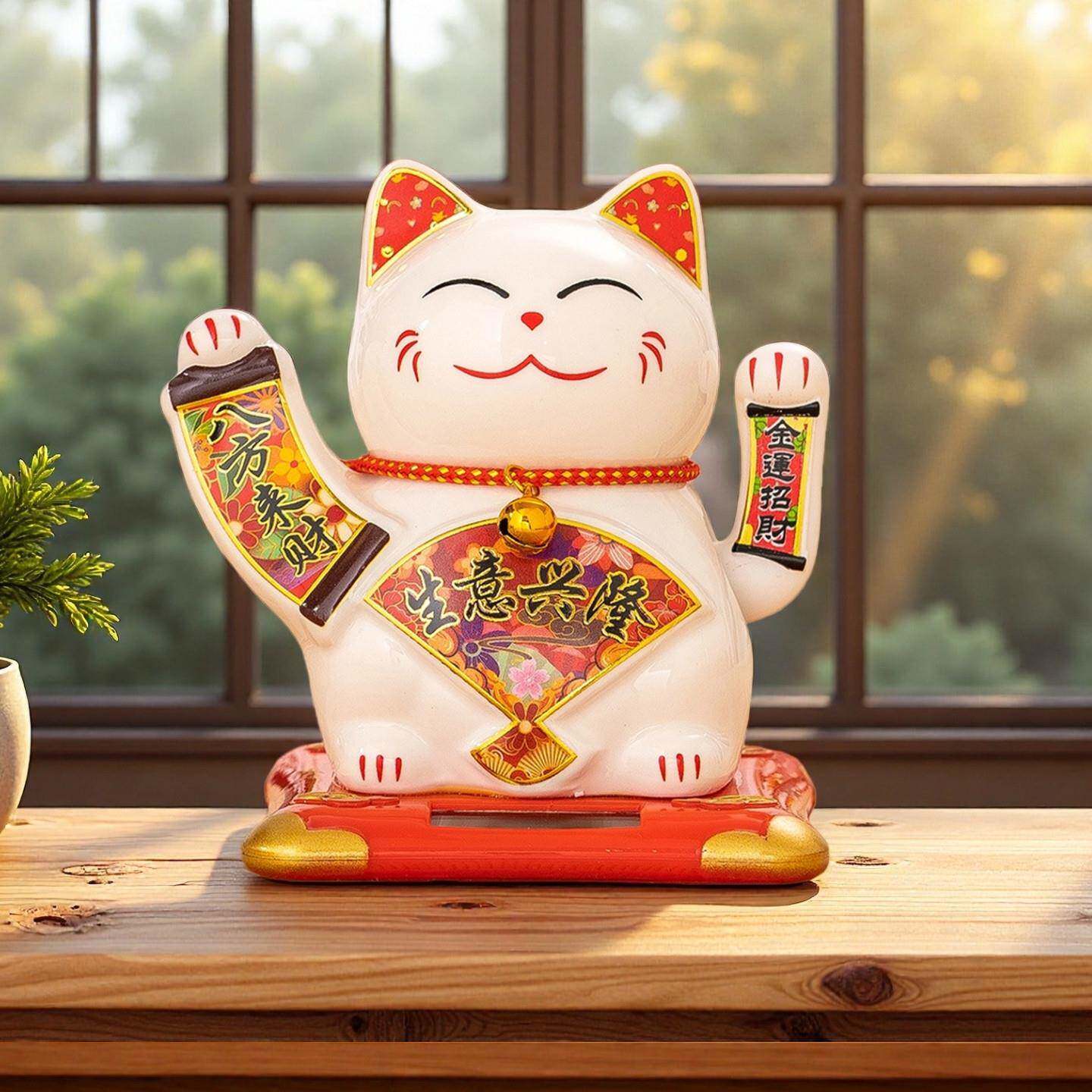 招财猫自动招手2025新款太阳能开业礼物前台入户车载家用旺宅摆件