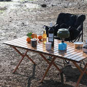 便携式 折叠餐桌户外碳钢蛋卷桌野餐露营桌休闲烧烤桌