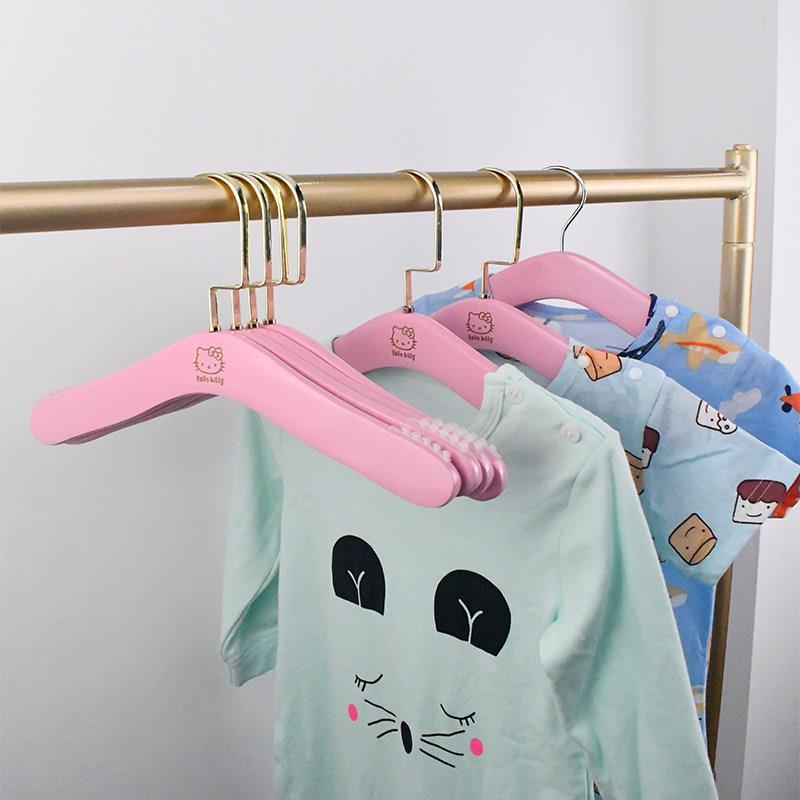 实木儿童衣架家用挂衣小衣架服装店衣挂无痕童装衣服撑子可爱防滑