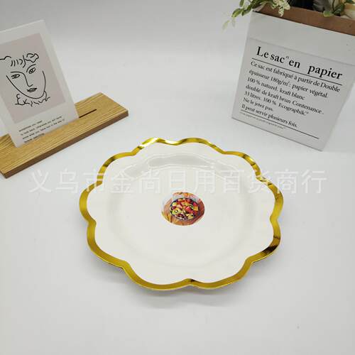 Luxurious European-style electroplated gold PET plastic plat