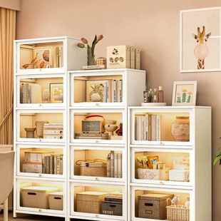 钢制柜书带玻璃门儿童KUN书架家用客厅储物柜防尘示展柜子铁艺置