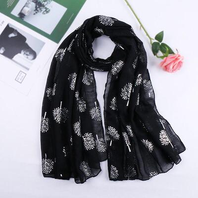 Cotton Silver Tree Flower Scarf Shawl VS200 银树花围巾披肩