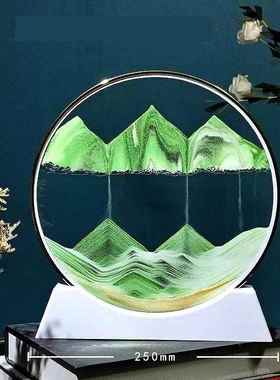 创意流沙画摆件3D金边玻璃沙漏玄关办公室装饰送女友轻奢毕业礼品