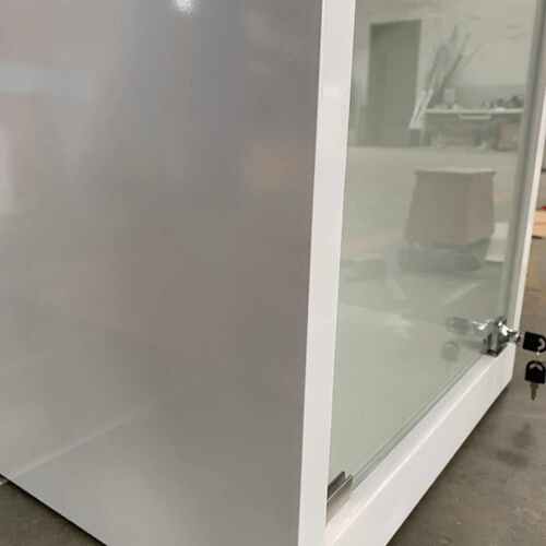 玻璃柜柜木质烤柜漆白色推拉门制作厂家橱窗带透明展示展示透明锁