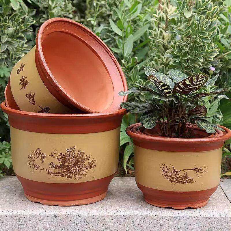 特大号陶瓷紫砂红粗陶花盆盆景落地盆花花盆套装组合