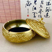 纯黄铜龙马烟灰缸可带盖铜烟缸收纳器家居办公室客厅茶桌中式 实心