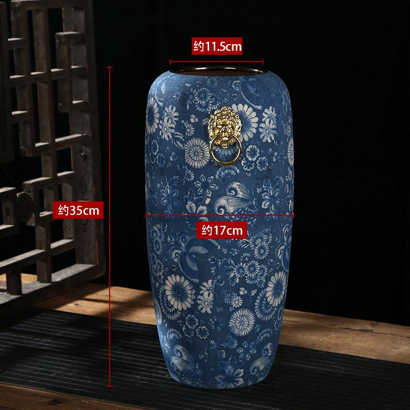 花盆客厅青花瓷插花复古花瓶景德镇摆件台面中式陶瓷桌面仿古装饰