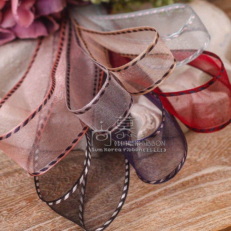 韩国织带跳线跳点带 diy蝴蝶结发饰礼帽礼盒辅料斜点粗边雪纱带