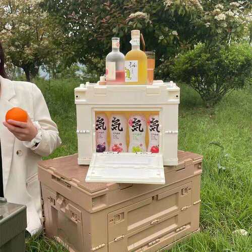 户外折叠收纳箱露营车载后备箱【品控家】储物盒侧开门折叠储物箱