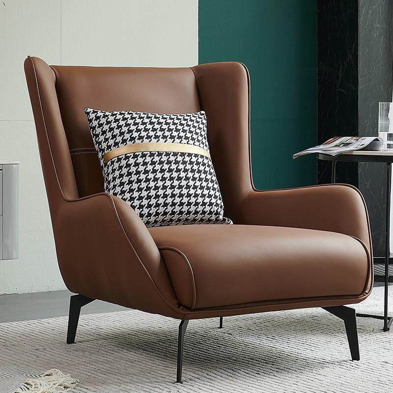 意式单人沙发椅现代休闲客厅洽谈接待简约轻奢北欧懒人组合老虎椅