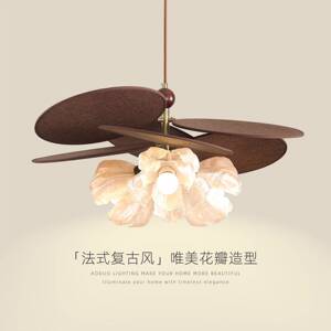 傲朵中古侘寂风饭厅吊灯复古拉菲草设计感3D打印花瓣民宿吧台灯具